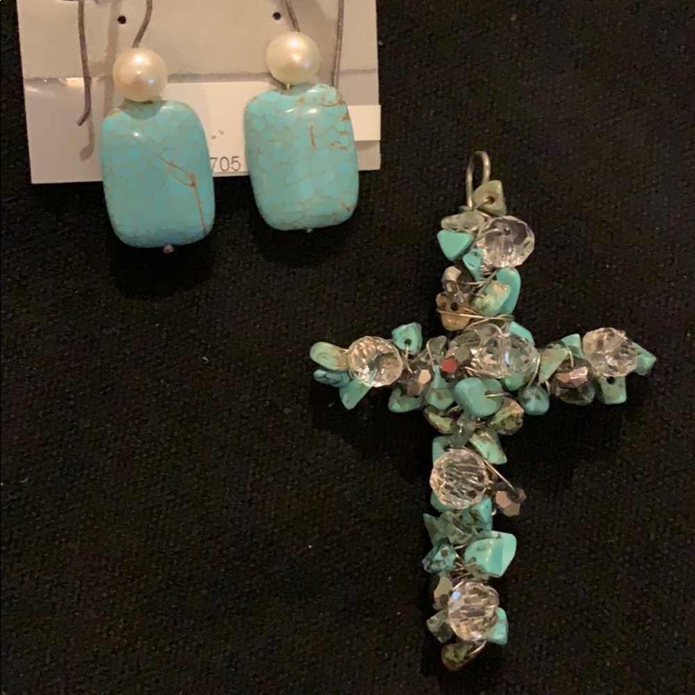 Earrings & cross pendant
